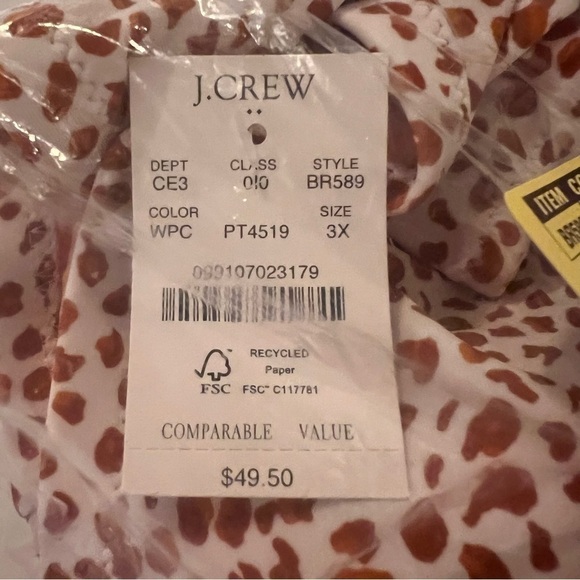 NWT! J. Crew Animal Printed Bow Bikini Top in White Pale Clay. Size 3X. - Picture 6 of 9
